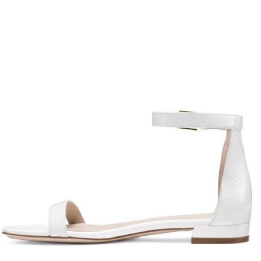 Stuart Weitzman White Flat Sandals
